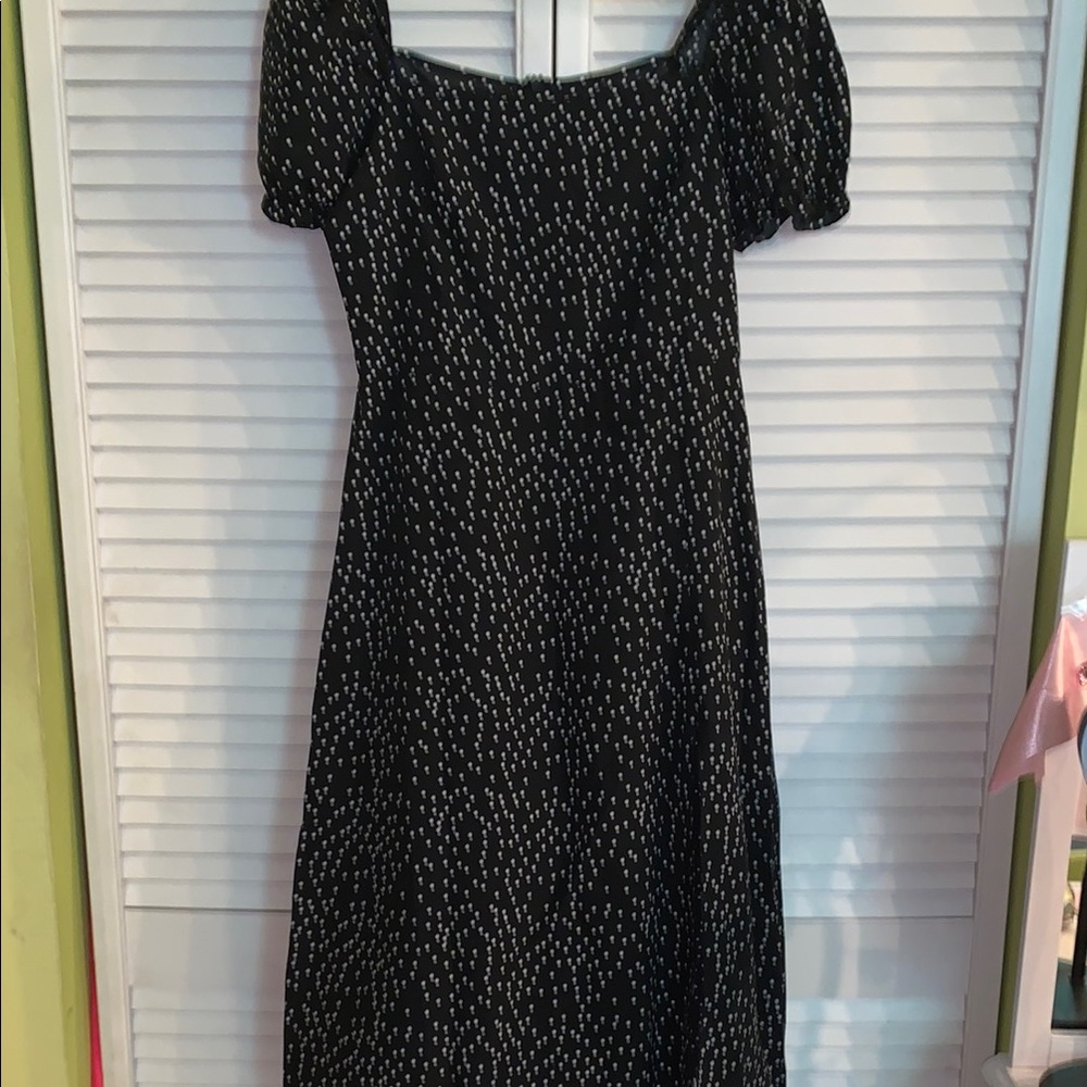 Black Puff Sleeve Maxi dress small nwot